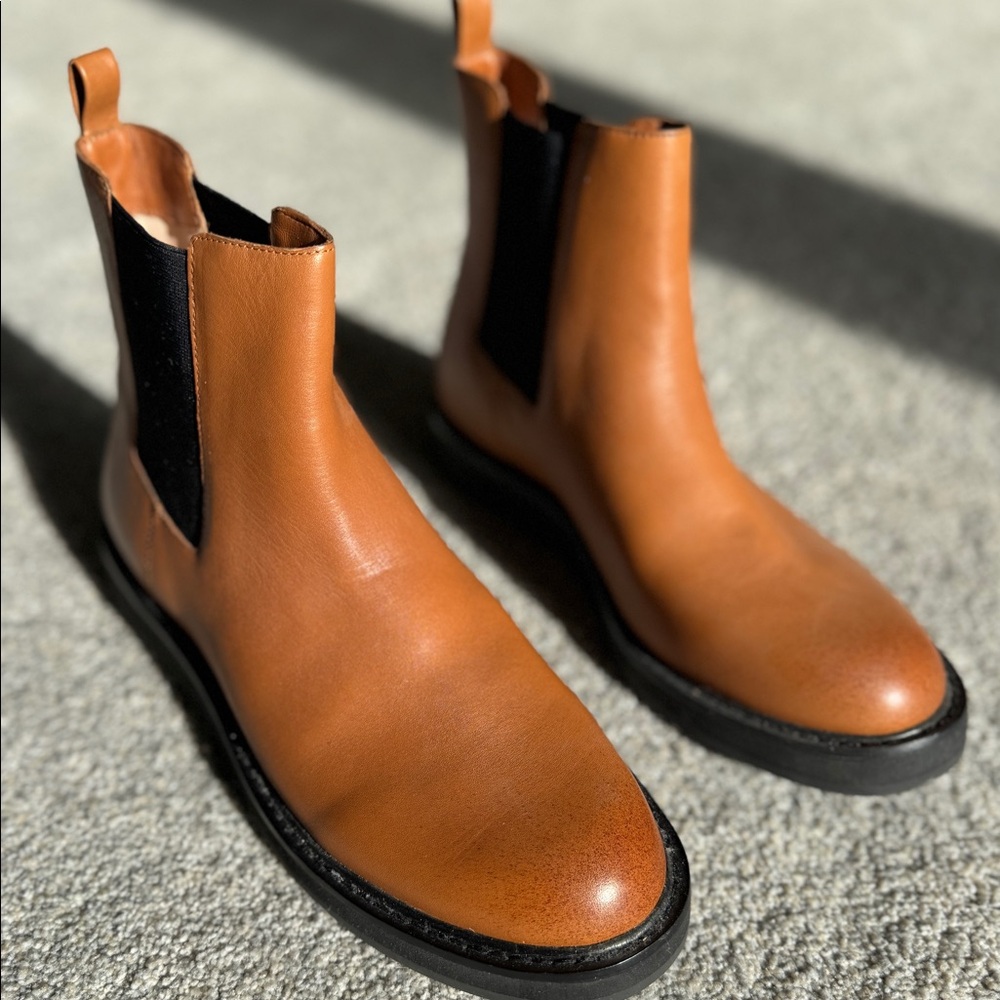 J. Crew leather chelsea boots in caramel
